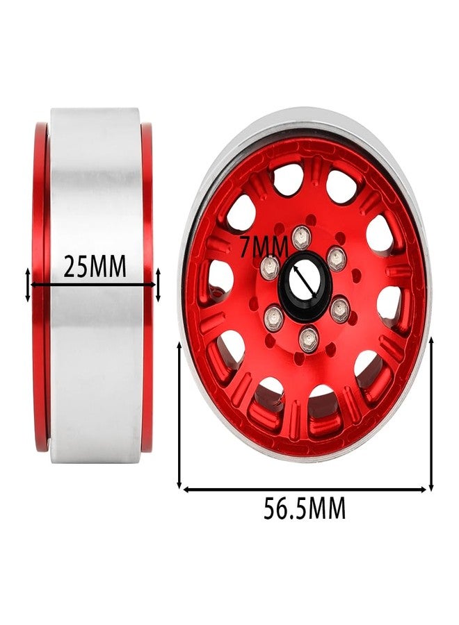 Pothyes 4PCS Aluminum 1.9" Beadlock Wheels Concave Wheel Rims for 1/10 RC Crawler SCX10 I II III Deadbolt 90046 AXI03007 TRX4 TRX6 Redcat GEN7 GEN8 RC4WD D90 Upgrades (red) - Image 4